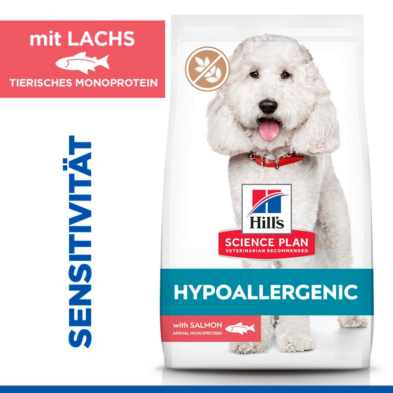 Hill's Science Plan Trockenfutter Hund Adult, Medium Breed, Hypoallergenic, mit Lachs 14 kg