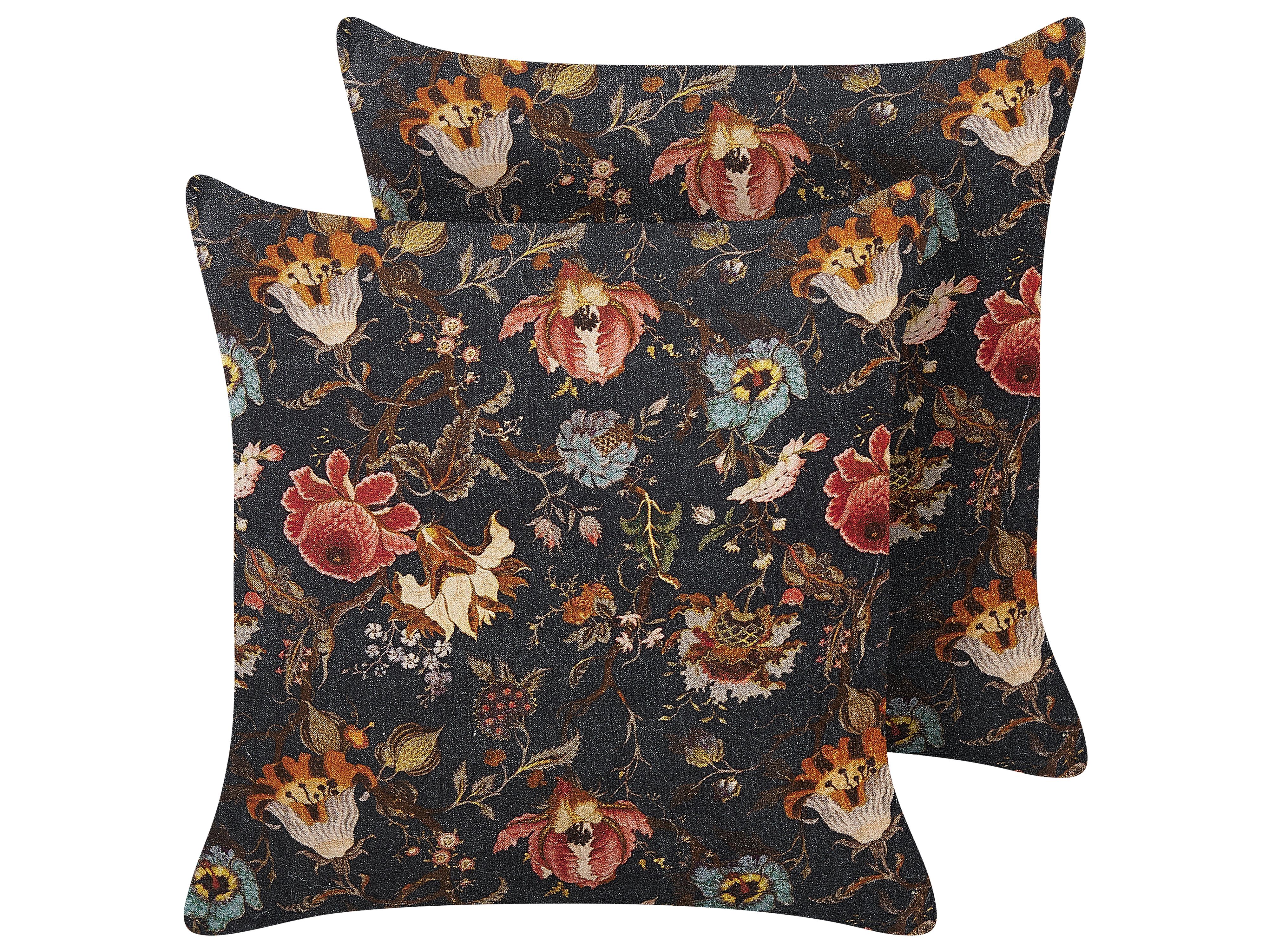 Set van 2 sierkussens RAMONDA Fluweel 45 x 45 cm Meerkleurig bloempatroon