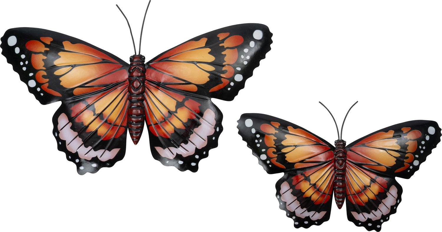 Intratuin tuin wanddecoratie vlinder oranje 20 x 34 x 1,5 cm