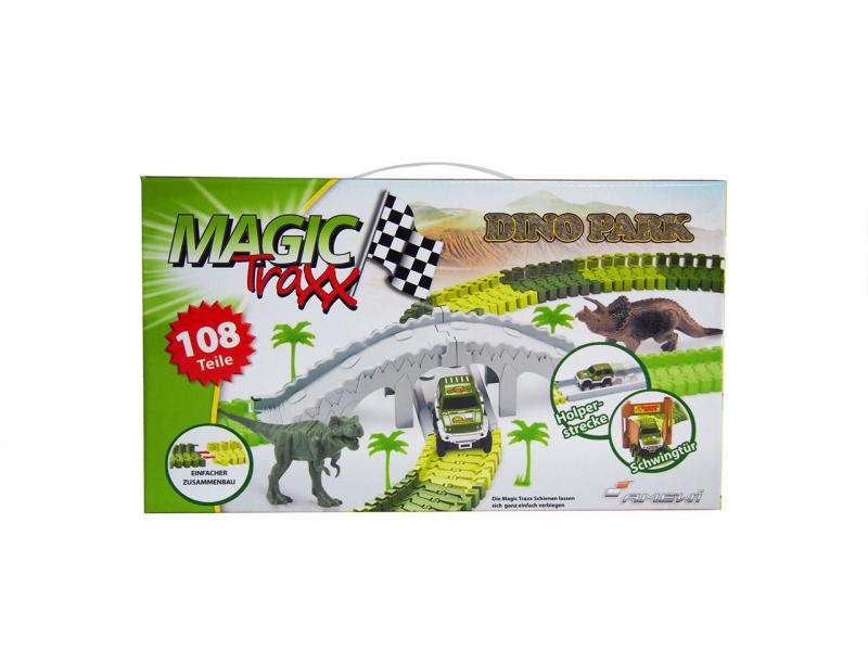 Amewi Magic Traxx Bahn Dino-Park Mini Set mit Brücke Dino-Park Rennstrecke mit Brücke und Geländewagen