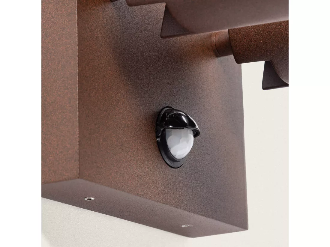 Applique Murale Extérieure LED 18W Aluminium CCT Sélectionnable Deux Spots avec Détecteur de Mouvement Kuriya Rouille