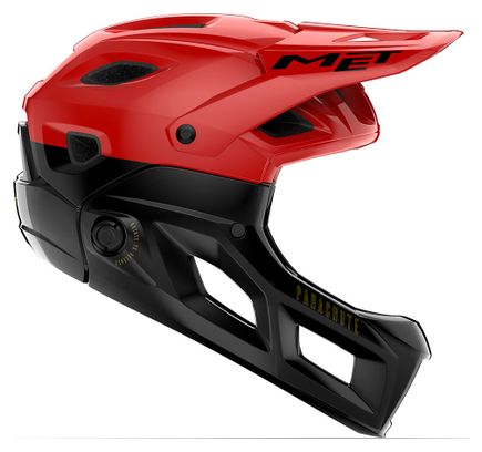 Casque avec Mentonnière Amovible Met Parachute MCR Mips Rouge/Noir