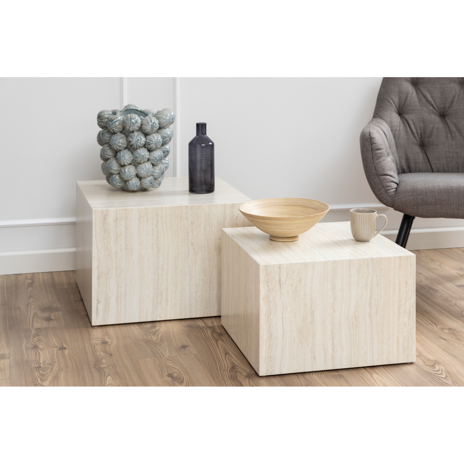 Salontisch Mondi MDF Travertin-Optik beige 2er-Set