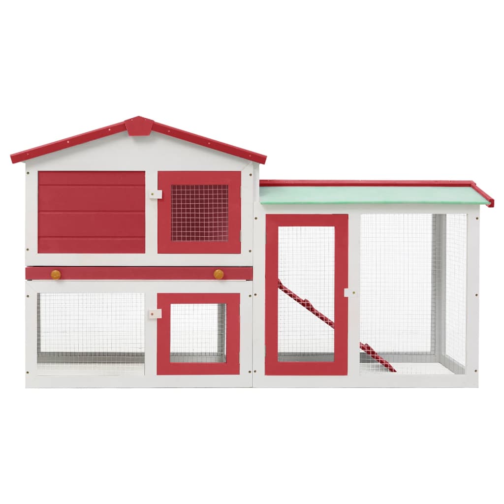 Gaiola grande para coelhos, para uso externo, vermelha.