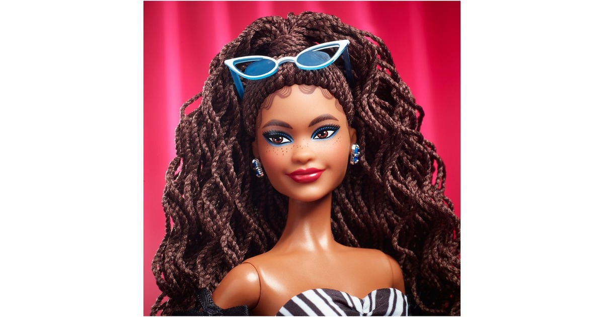 BarbieSignature - 65th Anniversary Collectible - Brown hair, black and white gown Pop  (65e verjaardag)
