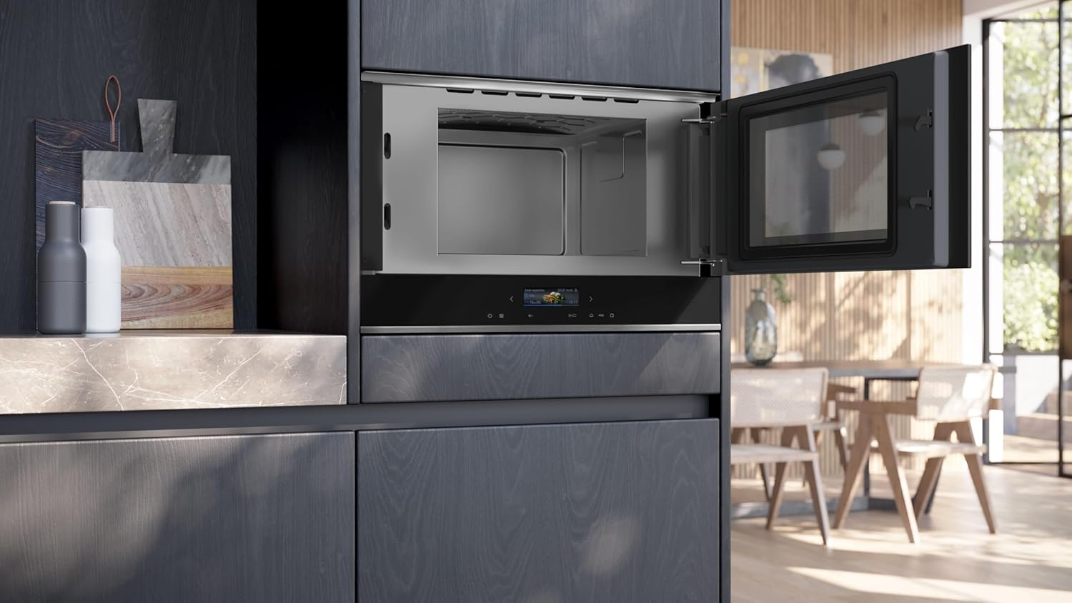 Siemens BF722R1B1 iQ700 Einbau-Mikrowelle, cookControl7 - Automatikprogramme, humidClean Plus - Innenraumreinigung, cookControl Plus - für gute Ergebnisse, TFT-Full-Touchdisplay, Schwarz