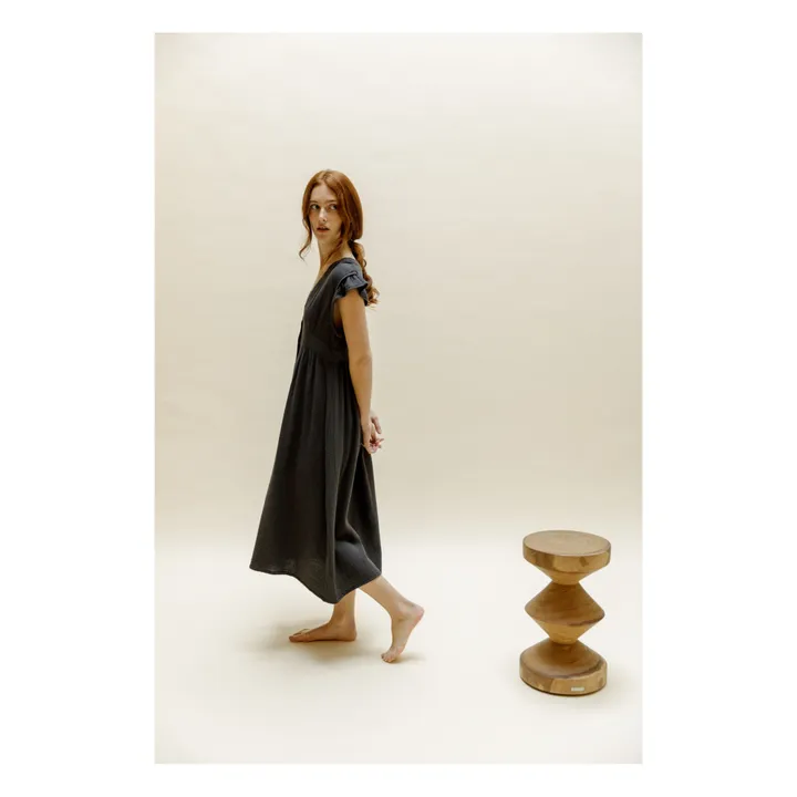Emile et Ida Robe Zilvie Gaze de Coton - Collection Femme | Gris anthracite