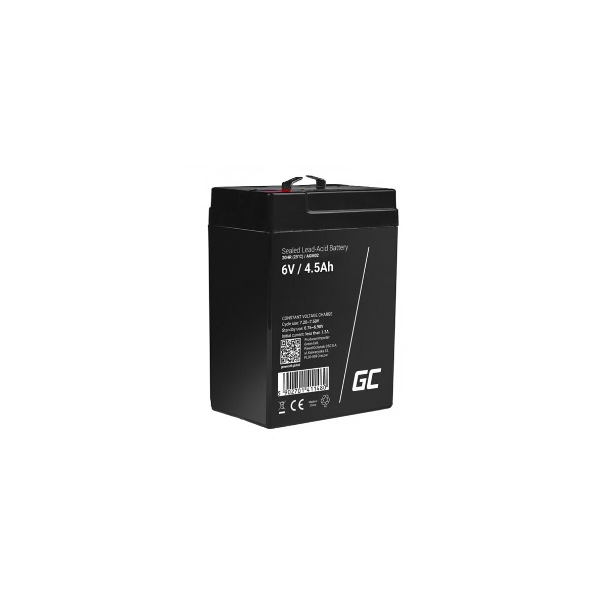 Green Cell AGM Batteri 6V 4.5Ah