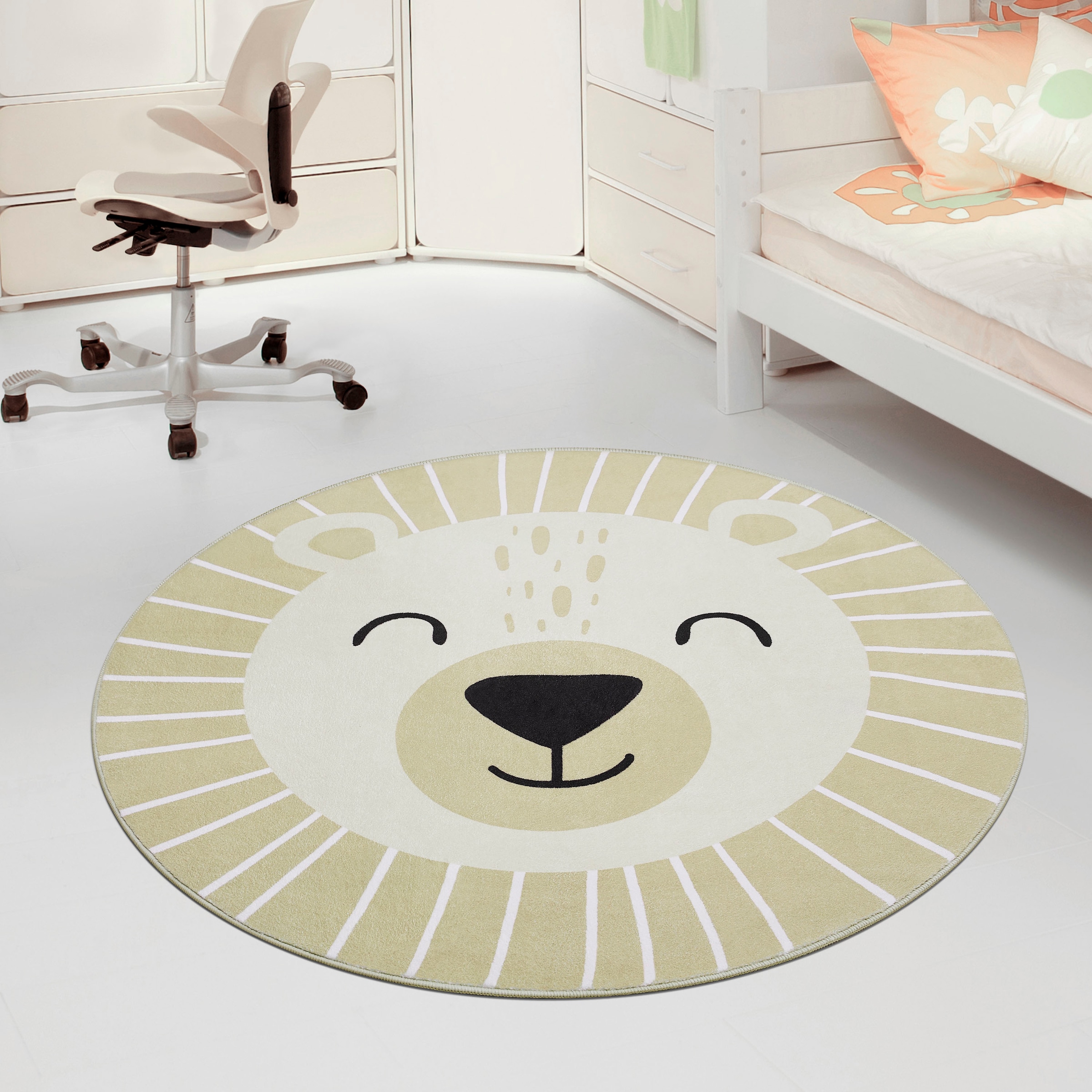 Paco Home Kinderteppich »Tosbik 481« rund 12 mm Höhe Spielteppich, Kurzflor, Motiv Bär, waschbar, Kinderzimmer