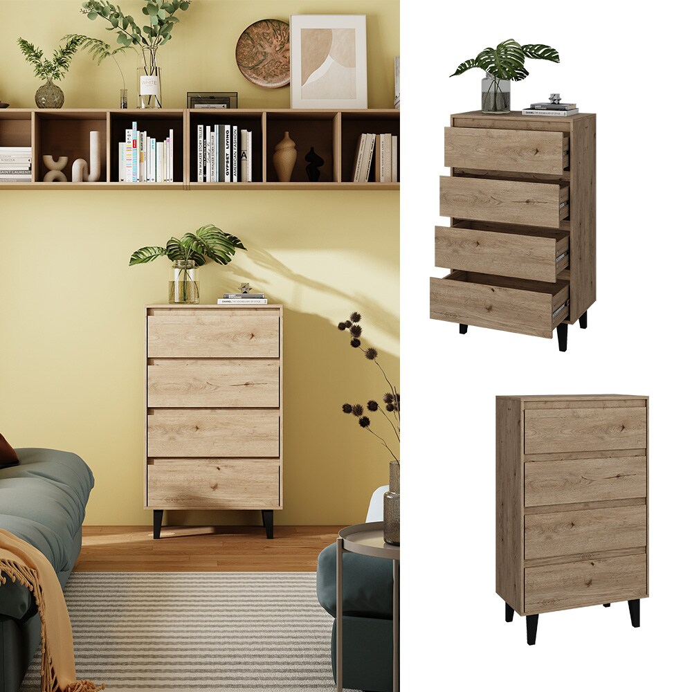 Vicco Sideboard Bahia Eiche 70 x 117 cm mit 4 Schubladen