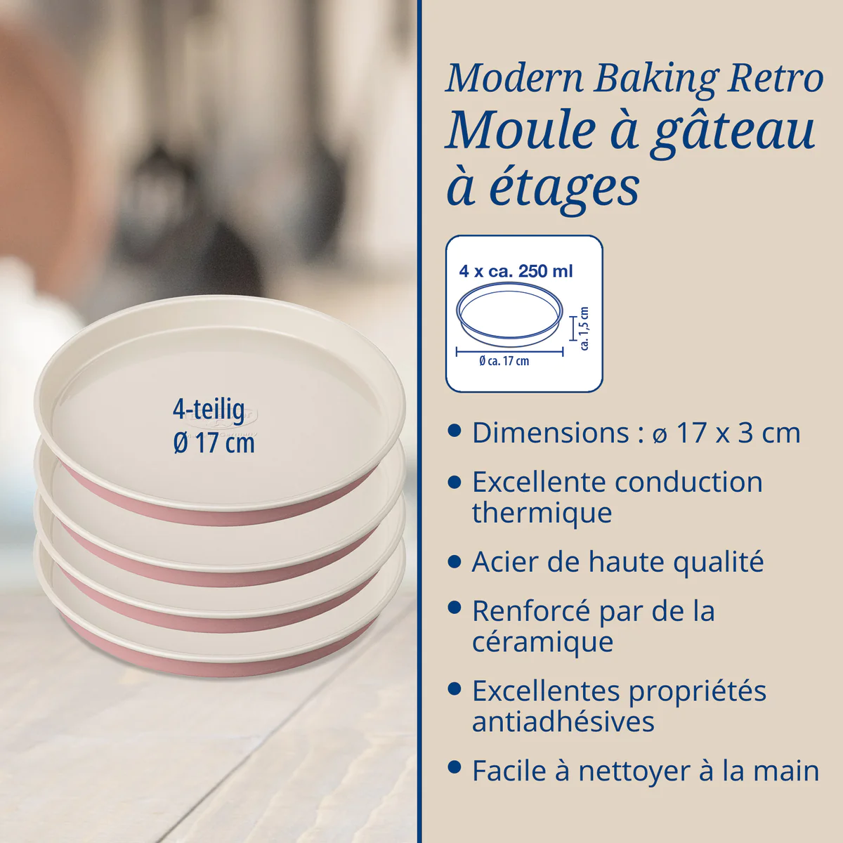 Set 4 moules pour gâteaux à étages Ø 17 cm Dr. Oetker Rétro Dr. Oetker