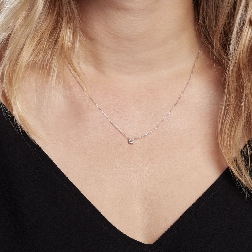 Collier Solitaire Victoria Platine Blanc Diamant