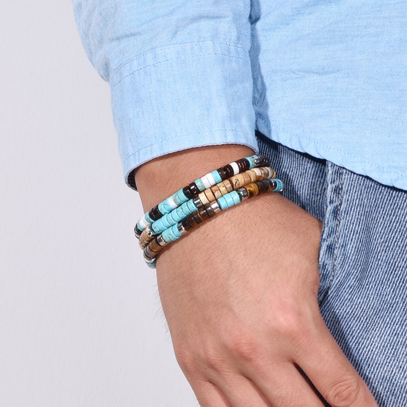 Bracelet Perles Heishi Turquoise Perles Coco Et Coquillage-XS-14cm