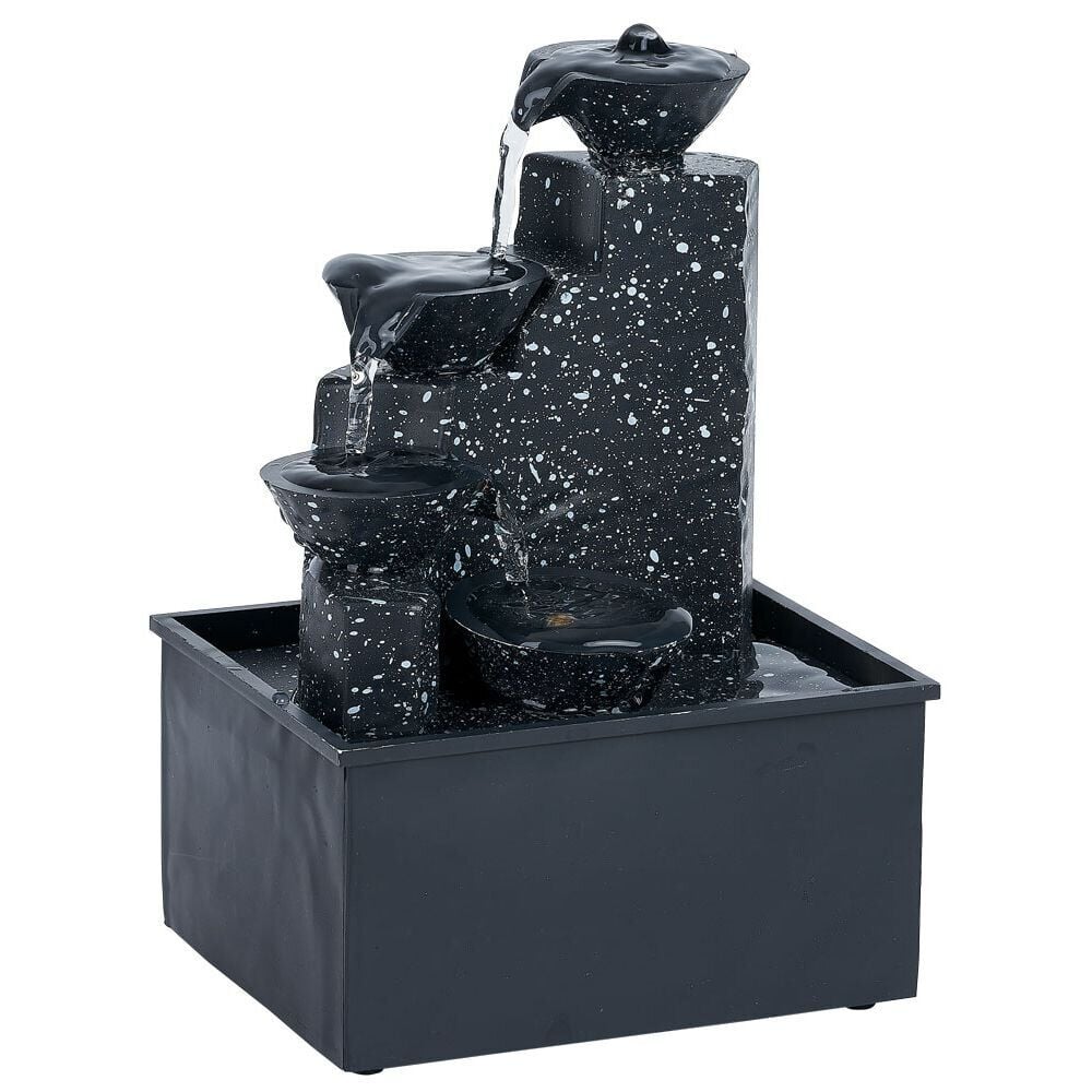 Fontaine d'intérieur lumineuse à piles noir H17cm