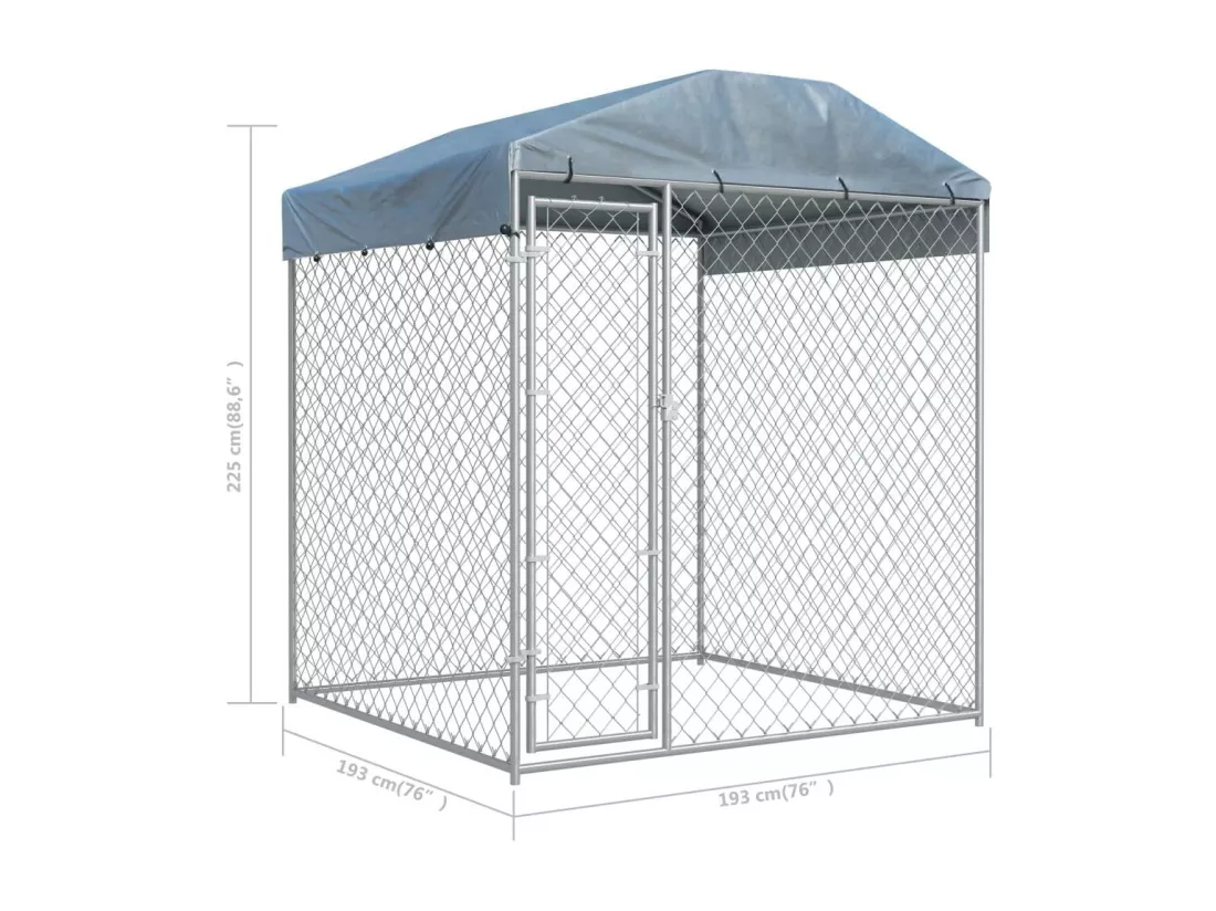 Chenil extérieur cage enclos 193 x 193 x 225 cm 02_0000324