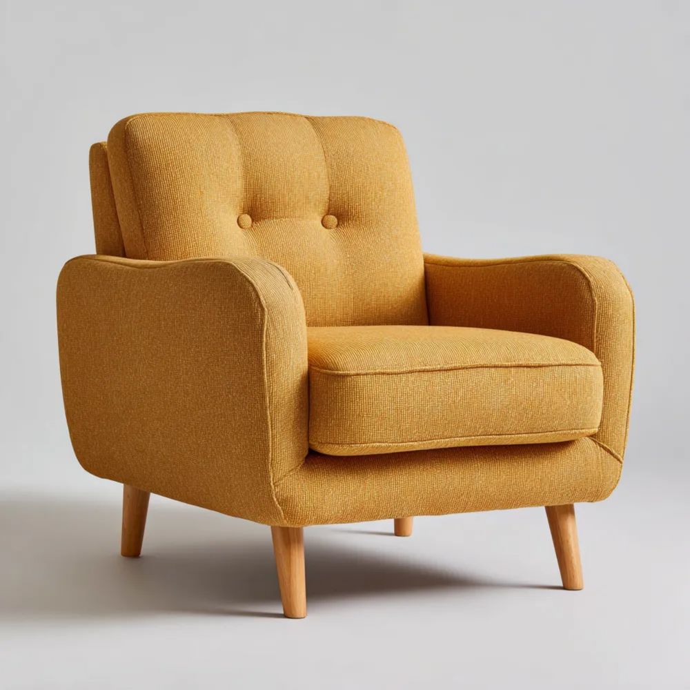 Retro Sessel Textilgewebe 85x90x80 cm - Senfgelb