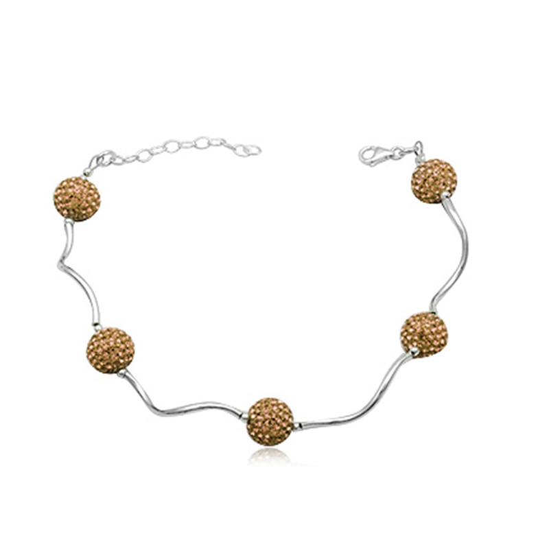 Bracelet Perles Cristal doré et Argent 925