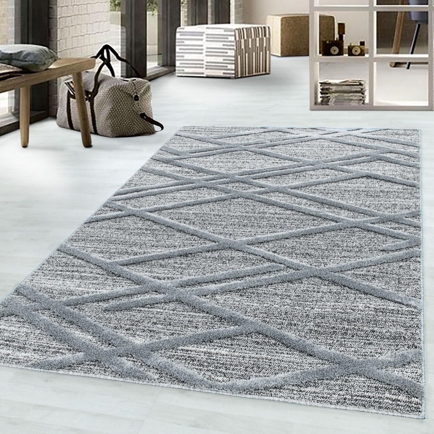 Modern Designer Elegante Teppich, Hoch-Tief Effekt 3D Boho Teppich, Pflegeleicht