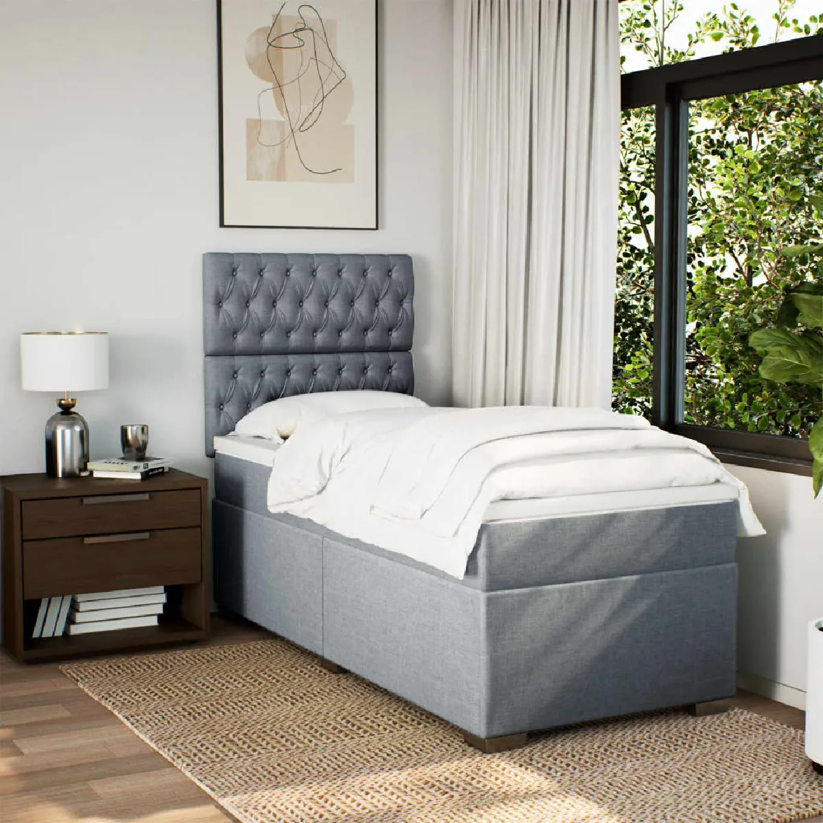 vidaXL Sommier à lattes Tissu Gris clair