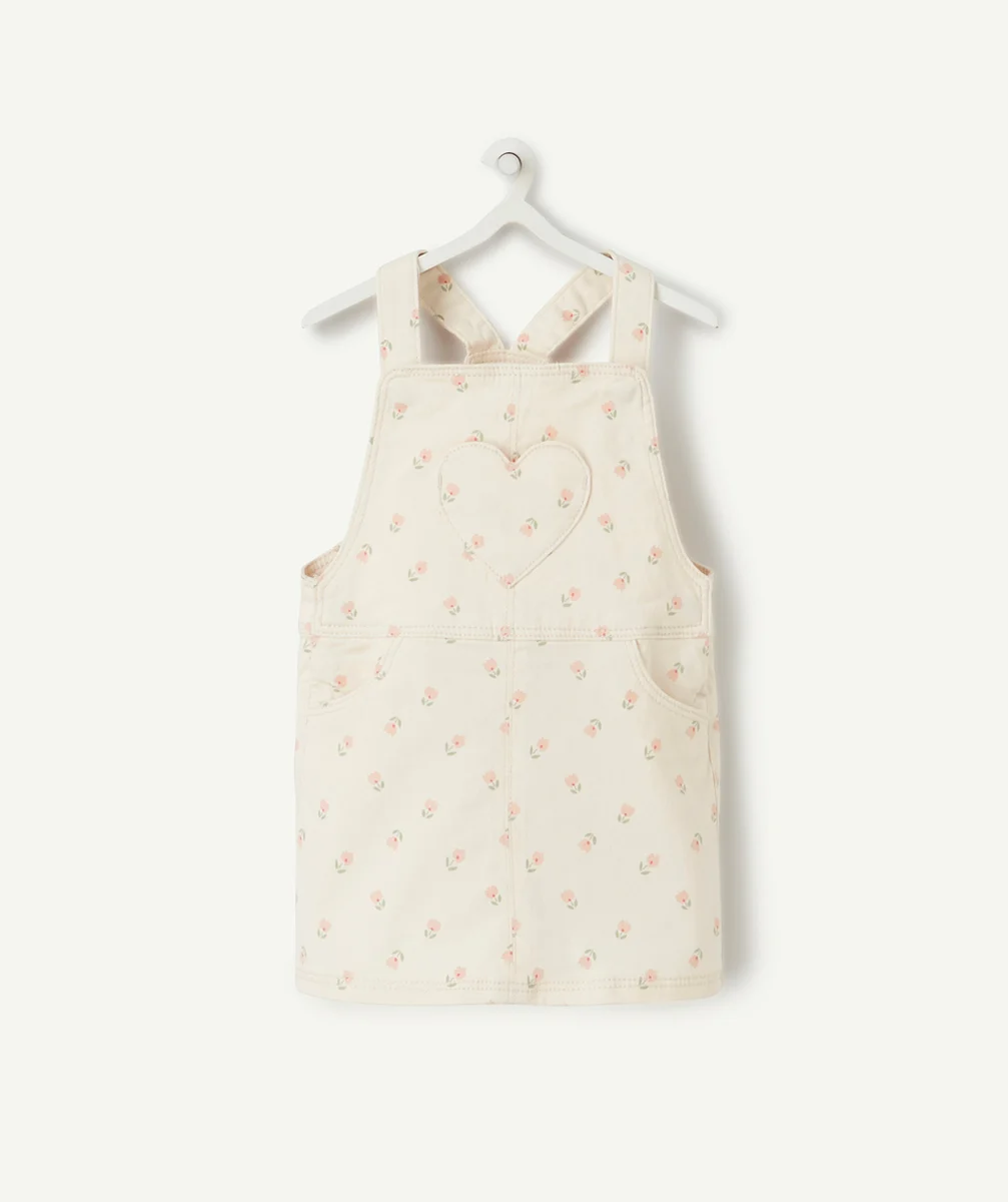 ROBE SALOPETTE BÉBÉ FILLE ÉCRUE IMPRIMÉE AVEC FLEURS