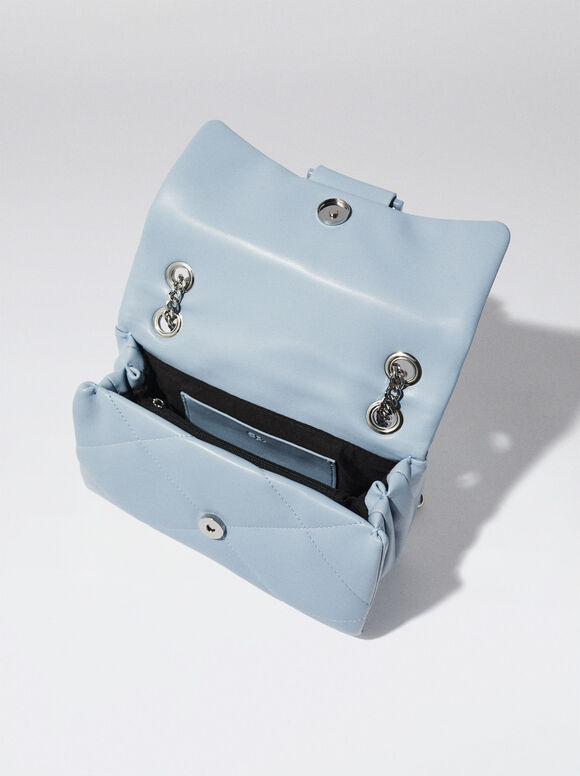 Bolsa acolchoada com corrente - Azul