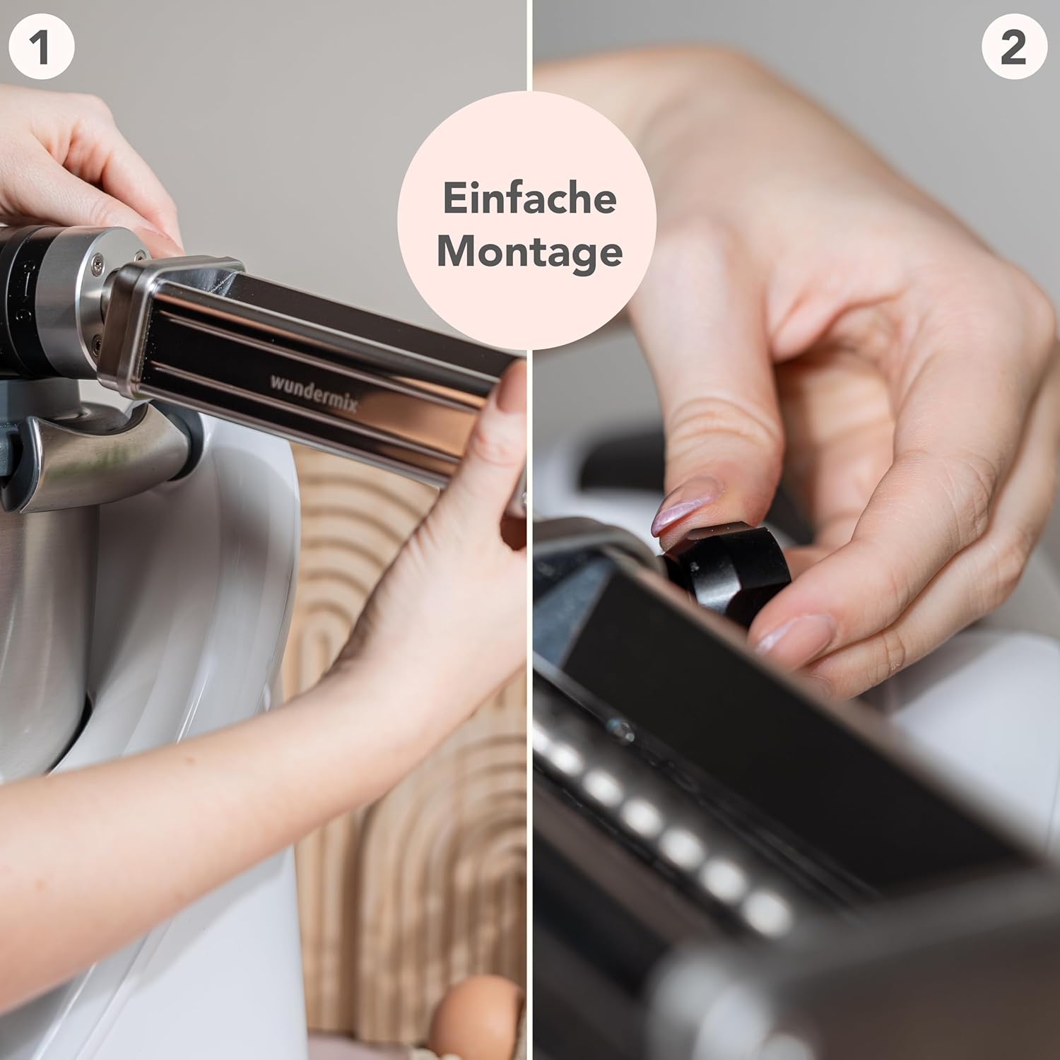 Wundermix - Nudelmaschine – 3-tlg. WunderCentix® Nudelaufsatz für Thermomix TM6 TM5 & KitchenAid • Spaghetti, Fettuccine & Lasagne selbst machen • Pastaaufsatz Thermomix • Pastawalze & -schneider Set