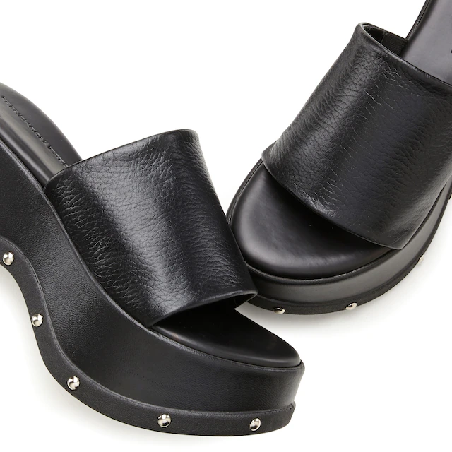 French Connection Pantolette  Mule, Sandale, offener Schuh aus Leder mit modischer Plateausohle