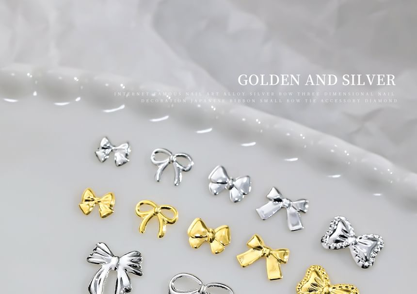 Padoma - Set van 50: Nail Art-decoratie met strik van legering (verschillende ontwerpen)