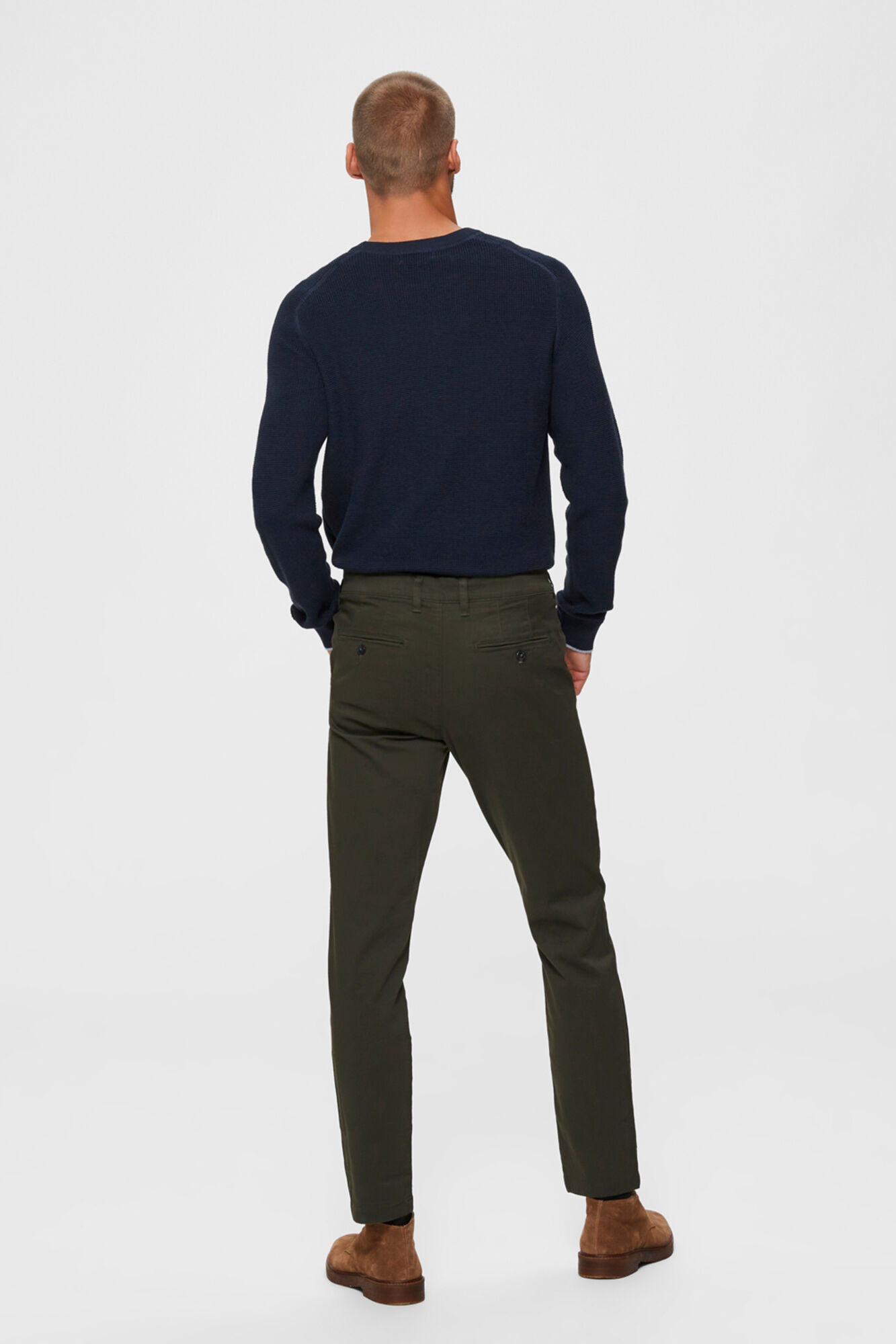 Calças compridas slim fit estilo chinês - Verde