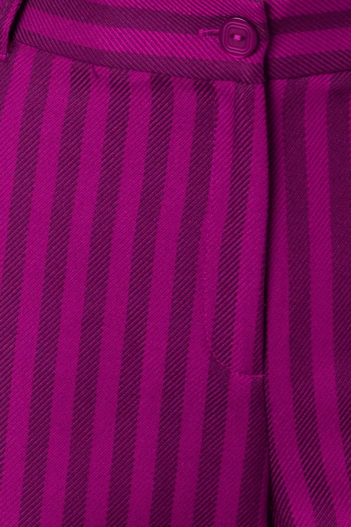 King Louie Ann Metro Stripe pantalon in wild fuchsia