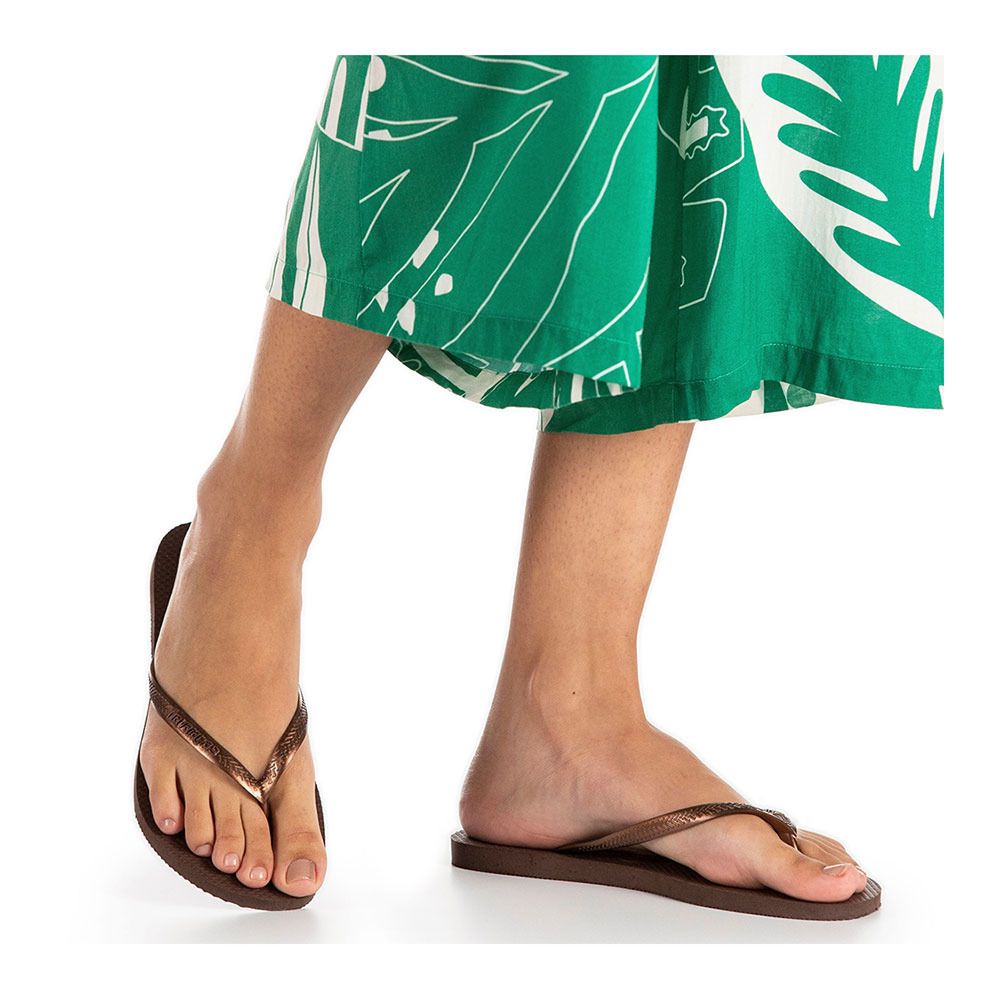 Havaianas SLIM - Tongs Femme dark brown/metal acoused