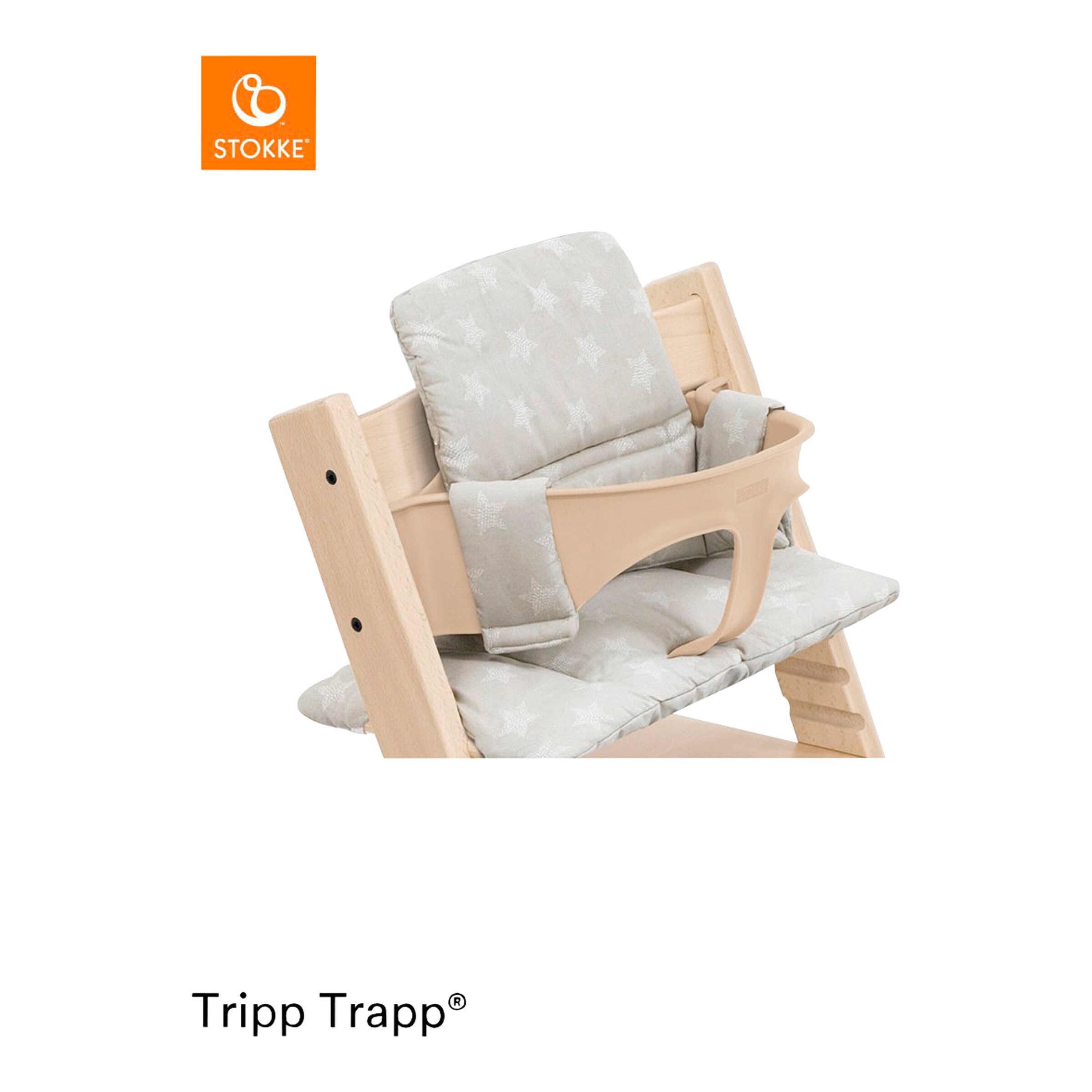 Stokke® - TRIPP TRAPP® Classic Sitzkissen Organic Cotton mit schmutzabweisender Beschichtung Stars Silver