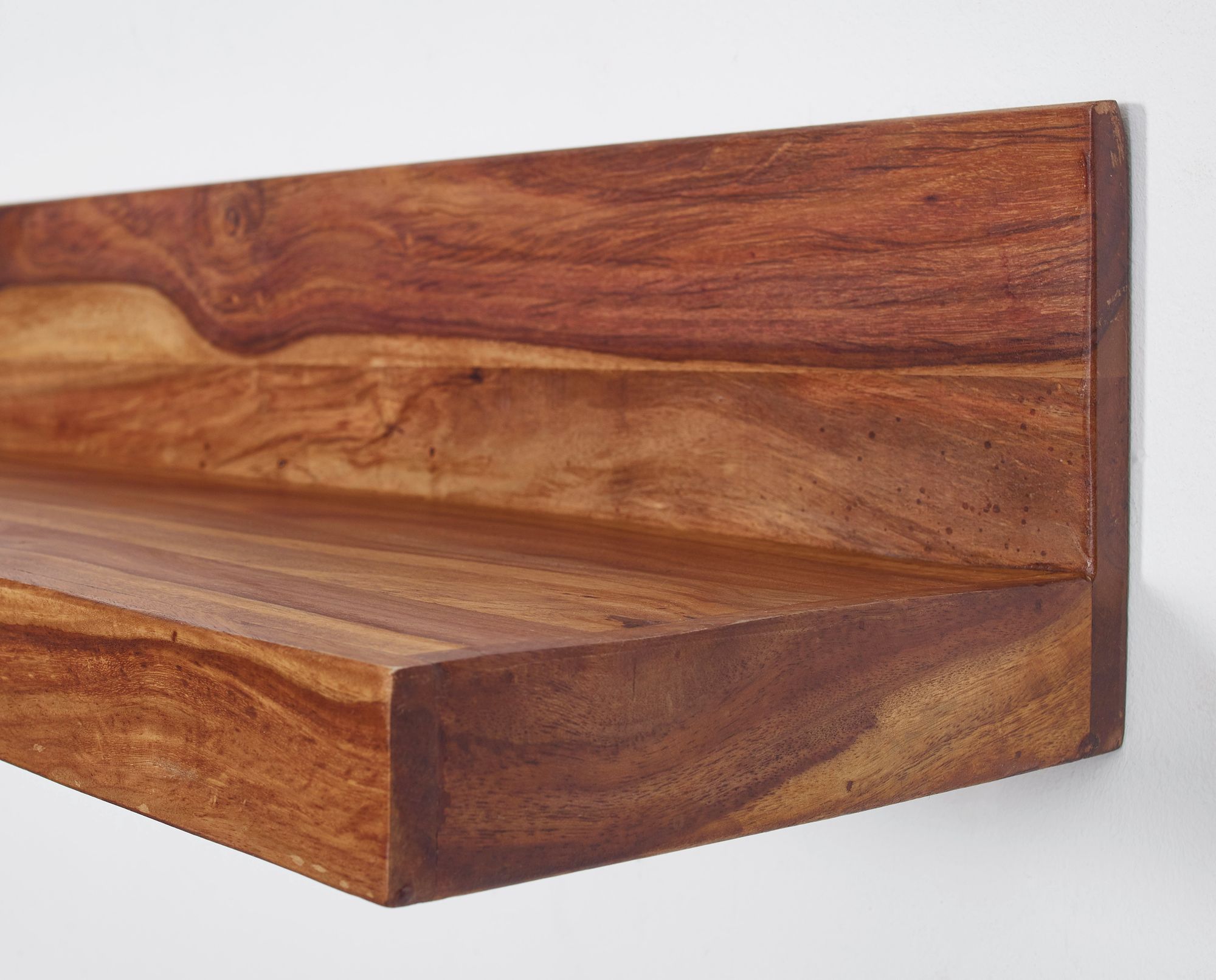 KADIMA DESIGN Wandregal Wood aus Massivholz Sheesham, 140 cm, nachhaltig, starke Auflagefläche, ideal für Wohnräume und Flure, handgefertigt