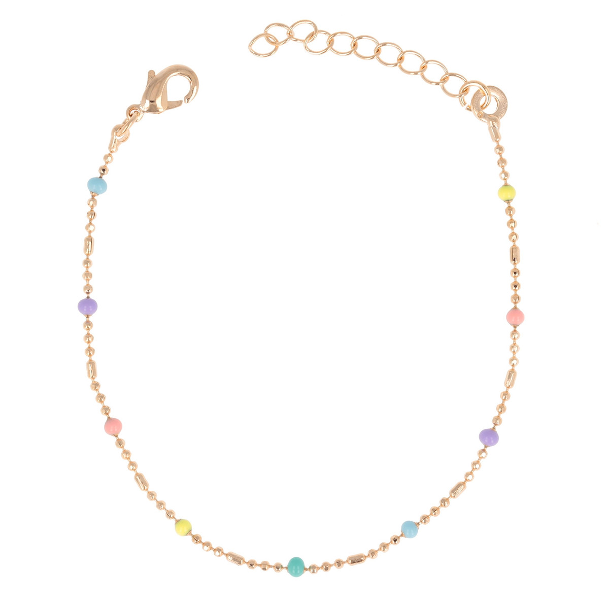 Bracelet plaqué or avec résine multicolore 15cm+3cm