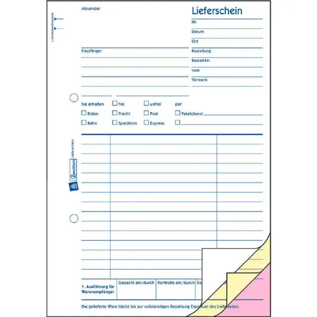 Avery Zweckform 1721 Lieferscheine mit Empfangsschein, A5, selbstdurchschreibend, 3x40 Blatt