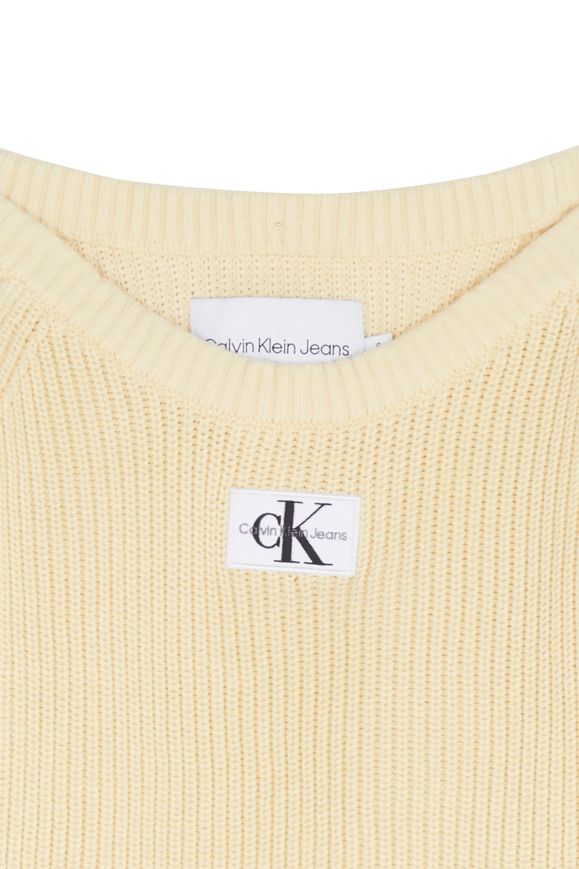 CALVIN KLEIN JEANS Pull WOVEN LABEL OFF SHOU Jaune