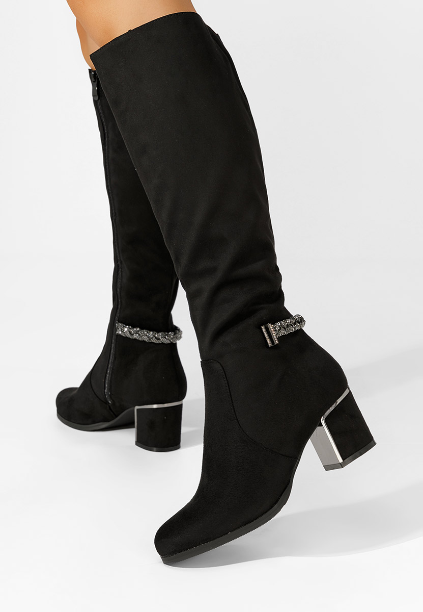 Bottes élégantes femme à talon noires Sandra