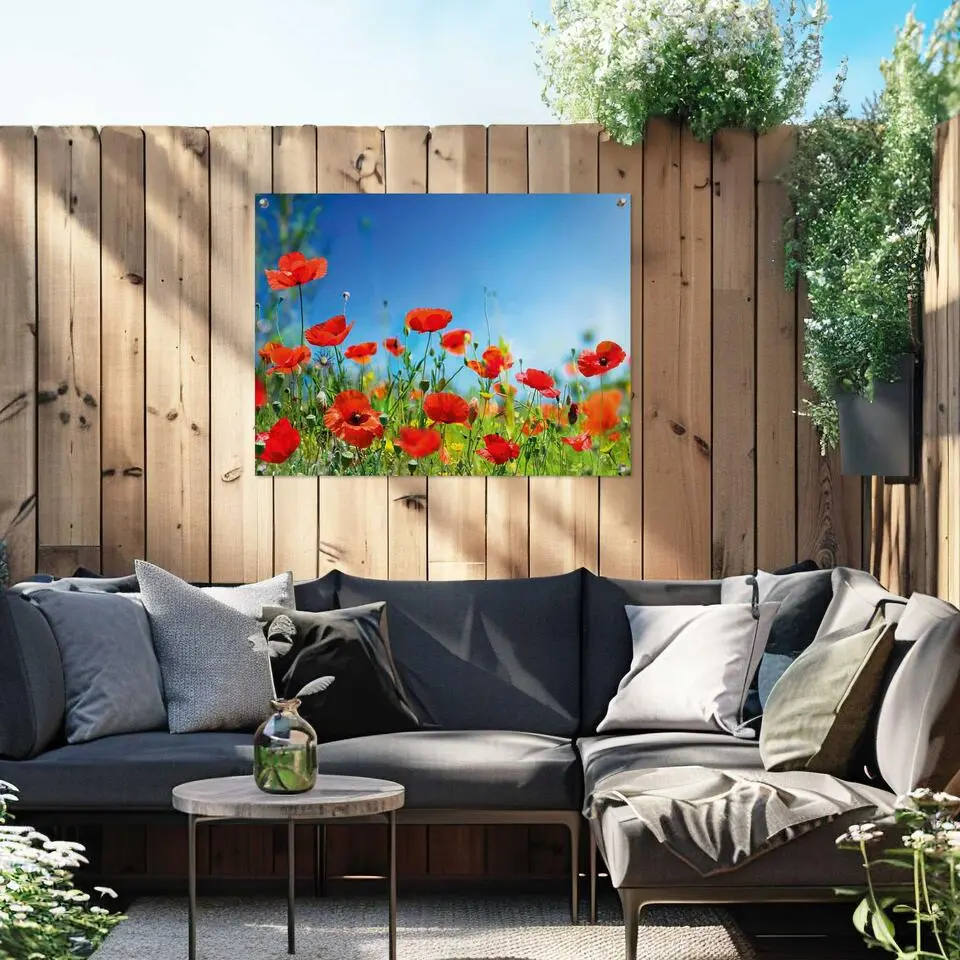 Tuinposter Zomerbloemen - 60x80cm - Rood