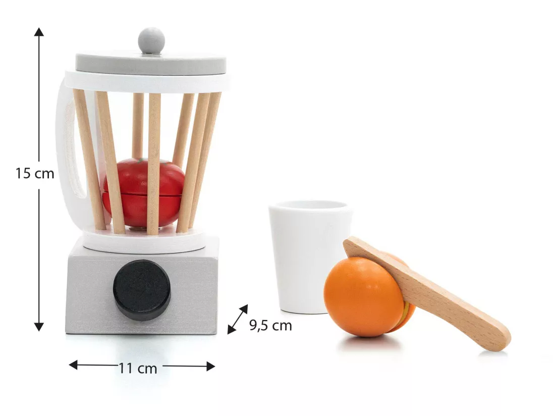 Dinette Set de Cuisine Jouet Montessori Robincool Smoothie Lab 11x9,5x15 cm en Bois Éco avec Accessoires Inclus