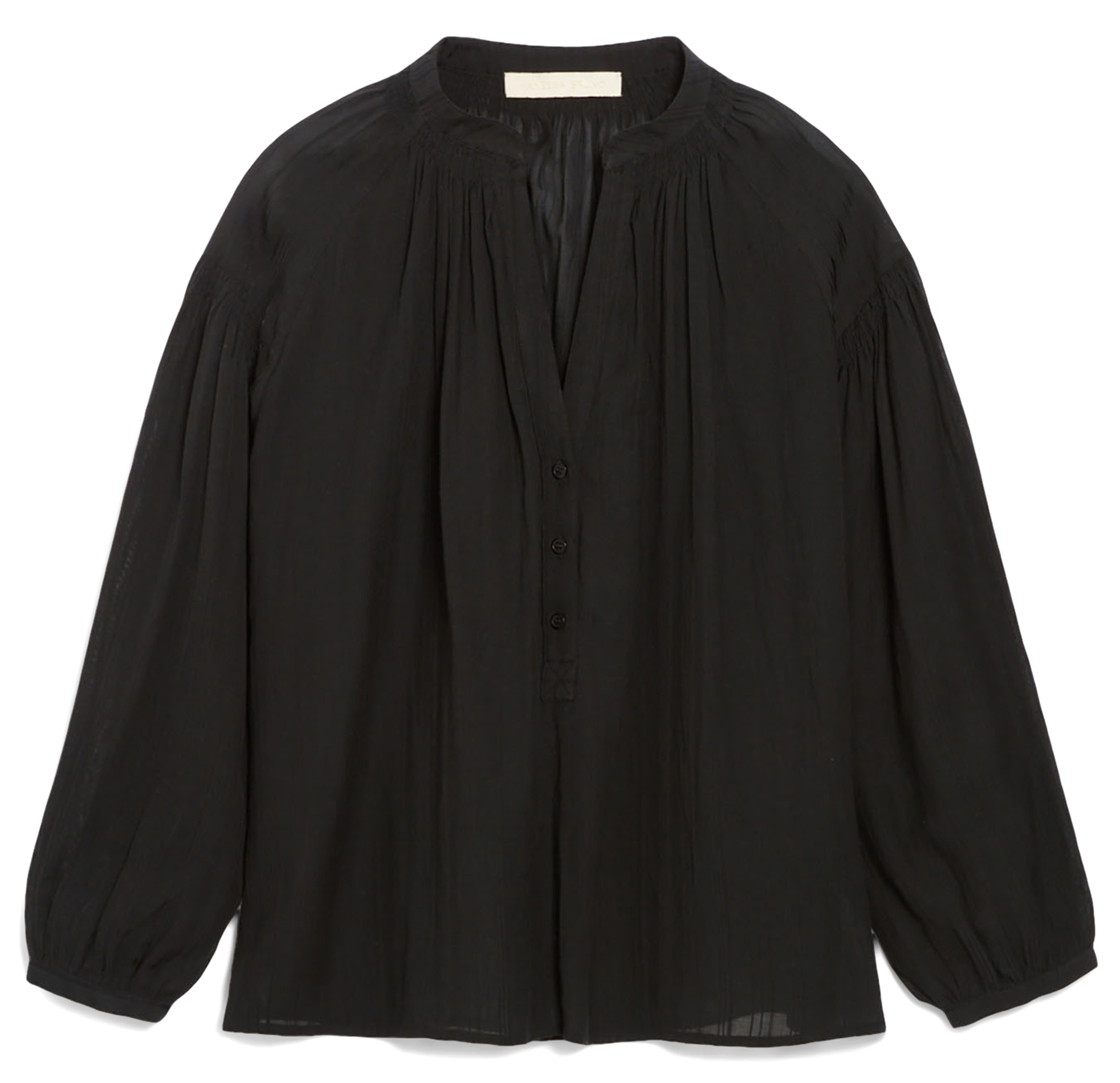 NIPOA - Top col tunisien en voile de coton | Noir