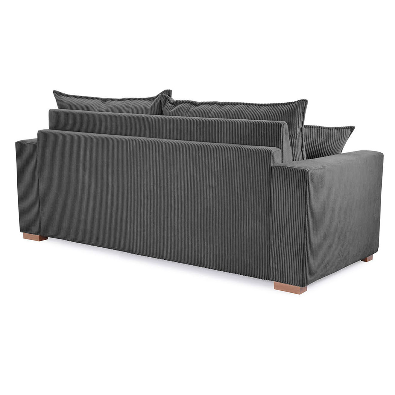 Bobochic Canapé droit augustin ouverture express velours côtelé gris foncé  - 205x97x96 cm
