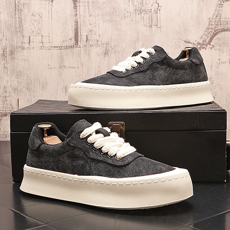 Mr Ozera - Canvas veterschoenen met platform