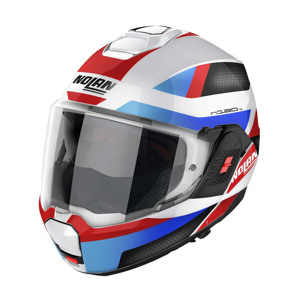 Nolan - Casque N120-1 Subway N-Com Blanc / Bleu / Rouge / Noir / Brillant