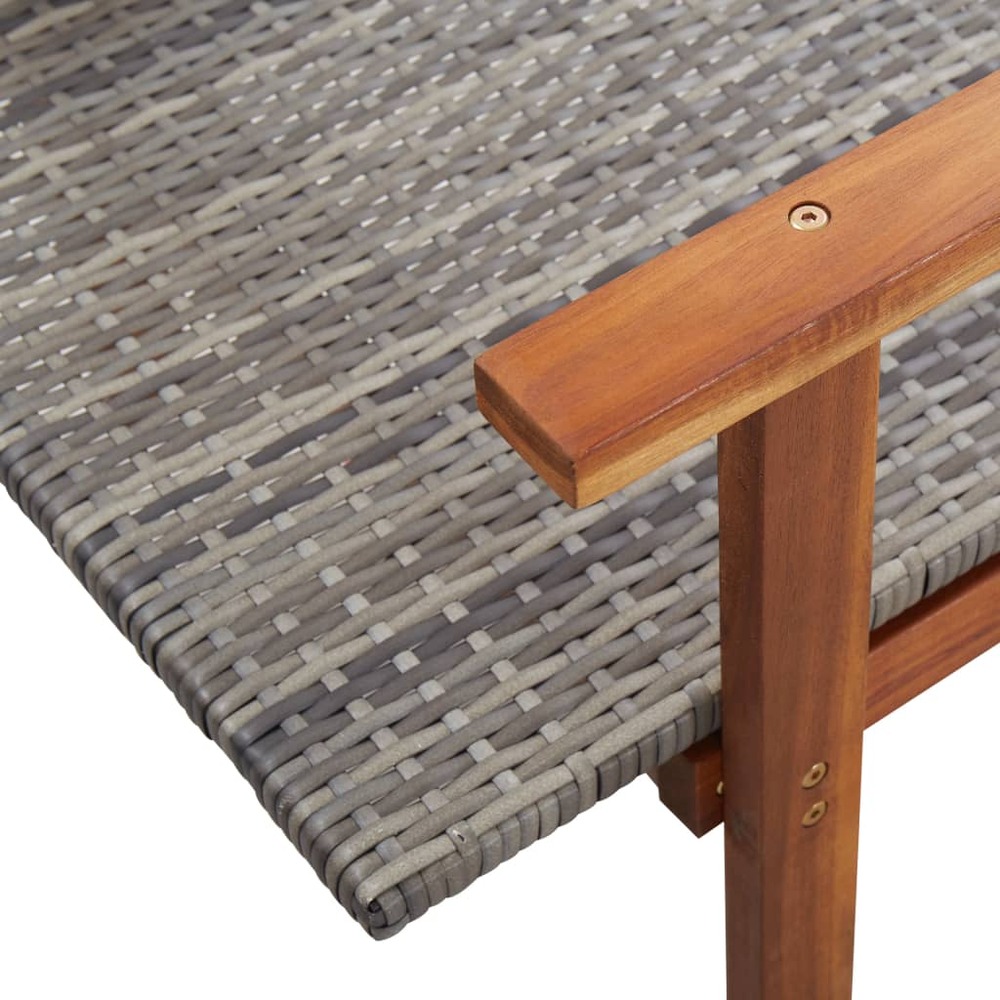 Transat chaise longue bain de soleil lit de jardin terrasse meuble d'extérieur résine tressée et bois d'acacia massif gris 02