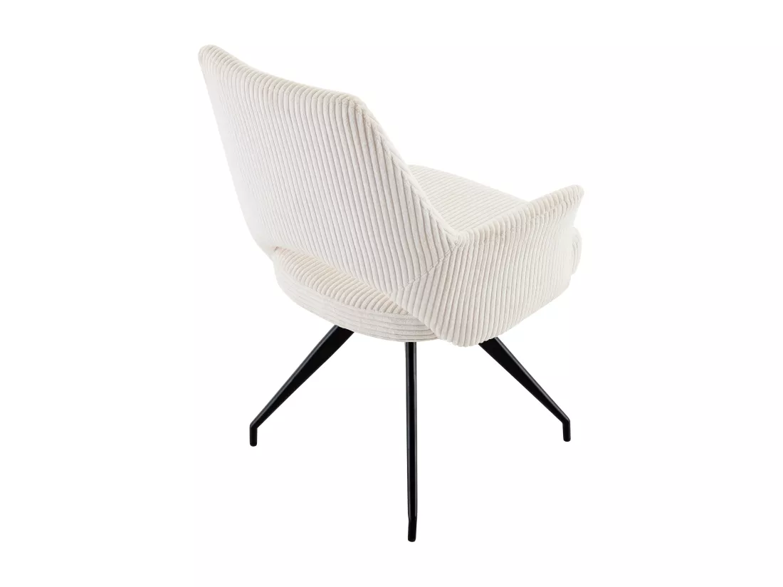 Lot de 6 chaises pivotantes avec accoudoirs en velours côtelé et métal noir - Crème - VASKIA