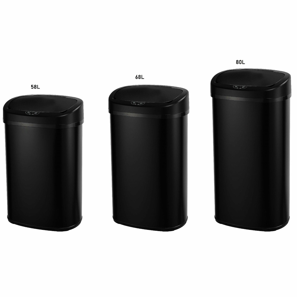 Poubelle de cuisine automatique majestic noir acier inoxydable 68 l