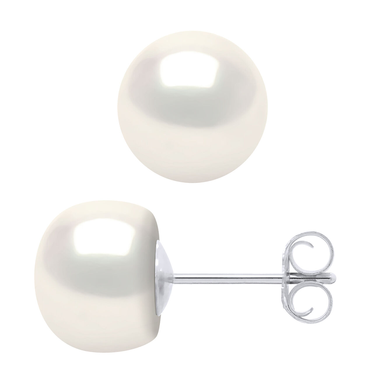 Pearl Addict Boucles d'oreilles Georgia Argent & Perles d'Eau Douce blanches