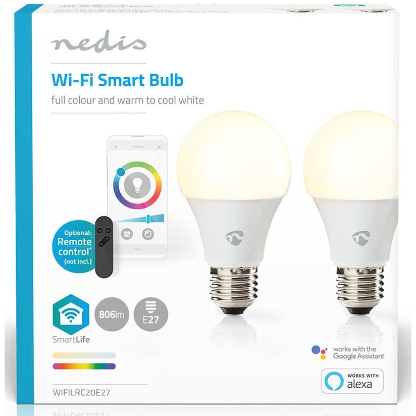 Nedis WIFILRC20E27 Smartlife multicolour LED-lamp E27 806lm 9W (set van 2)