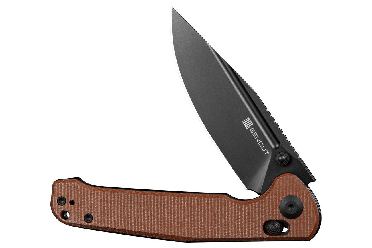 SENCUT Glenspar S25046-3 Black, Brown Canvas Micarta, zakmes