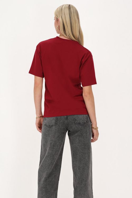 Burgundy T-shirt met roze 